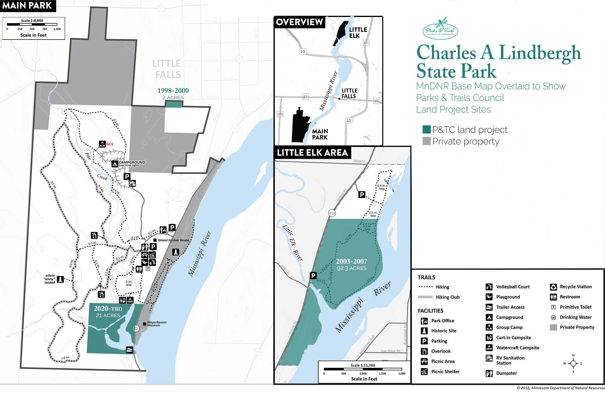 Map of Charles A. Lindbergh State Park