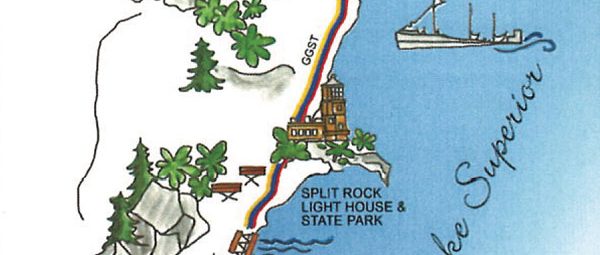 Sketched map showing the trail