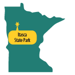 Map of Minnesota pinpointing Itasca State Park