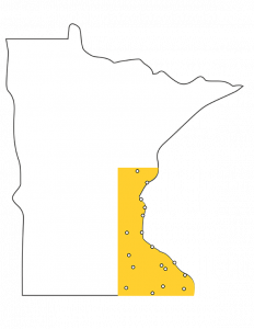 Minnesota Outline with SE corner yellow