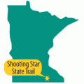 Map of MN with star at Shooting Star State Trail