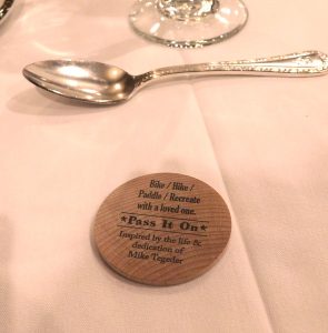 Wooden token on table