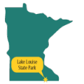 Lake Louise State Park pinpointed on map of MN