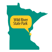 Map of Mn with Wild River State Park pinpointed