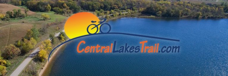 Aerial shot of the central lakes trail and a lake