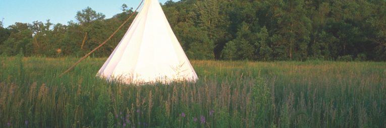 teepee in the prairie at Upper Sioux Agency state park