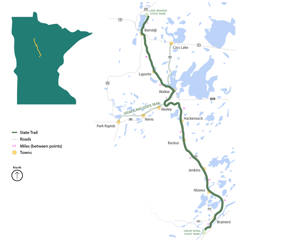Paul Bunyan State Trail map