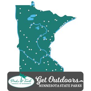 state of mn with dots for each state park