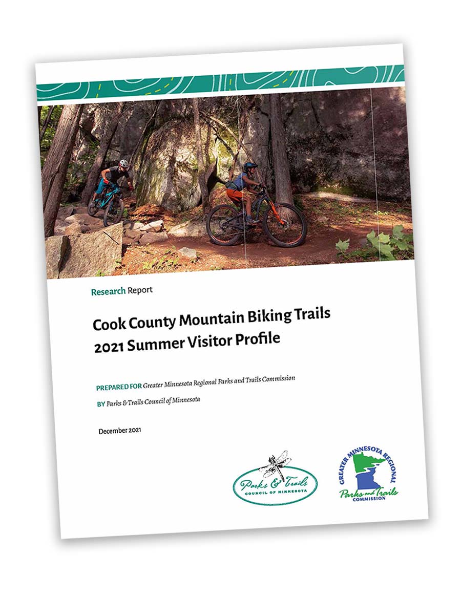 Cover of report shows two people mountain biking