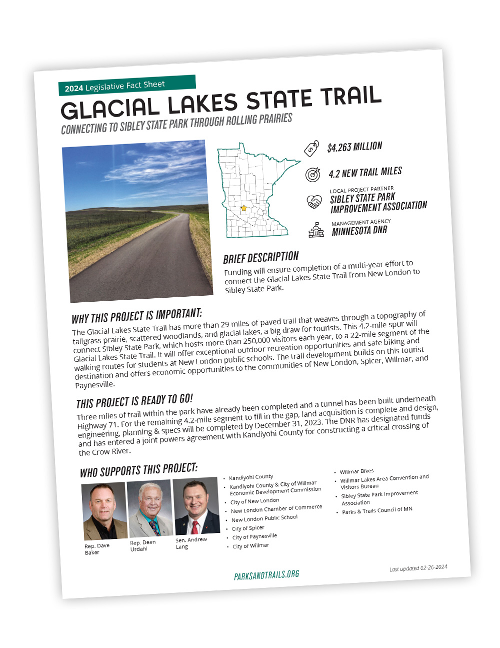 Fact Sheet with lots of text and map of Minnesota