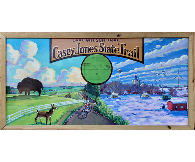 Painted sign for the Casey Jones State Trail