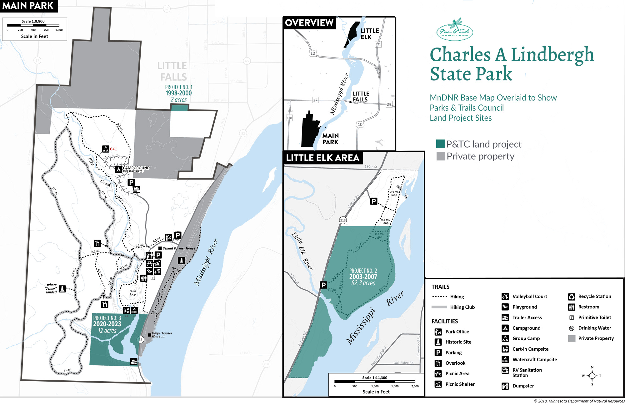 Map of Charles A. Lindbergh State Park