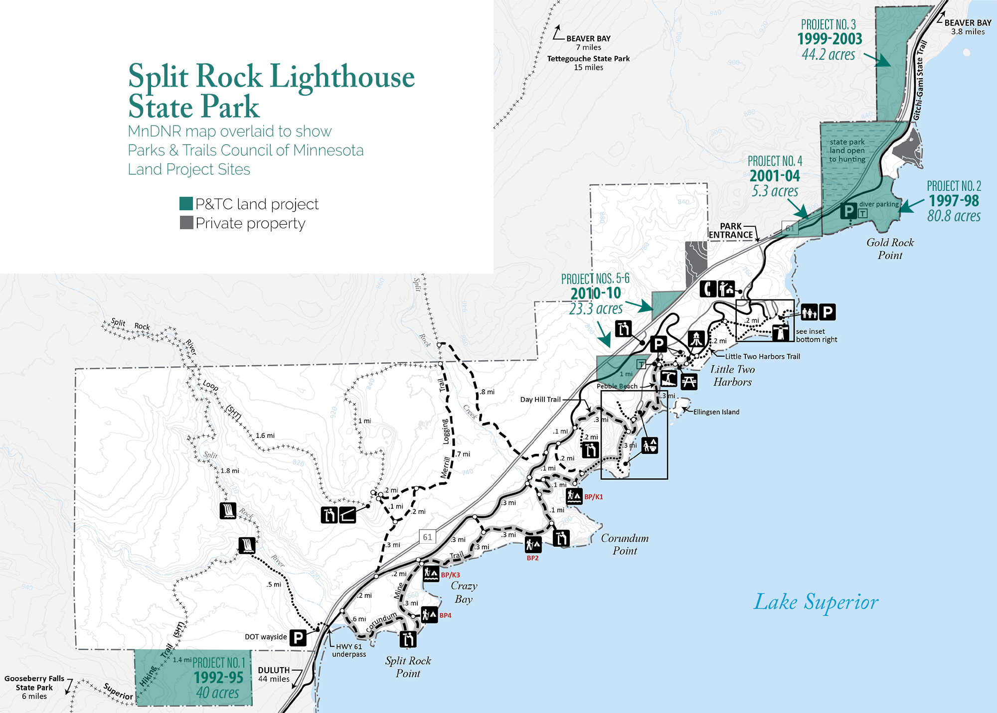 Map of Split Rock Lighthouse with overlay