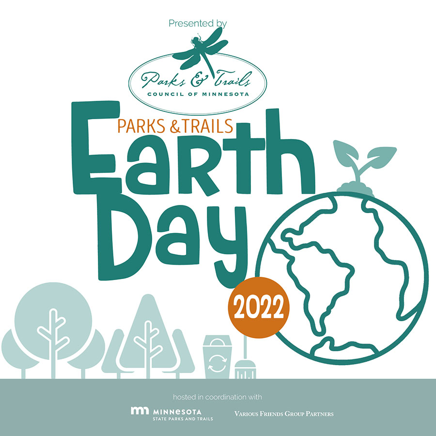 Graphic with the earth and trees reads: Parks and Trails Earth Day 2022