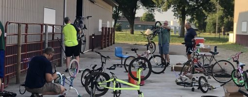Volunteers fix multiple bicycles