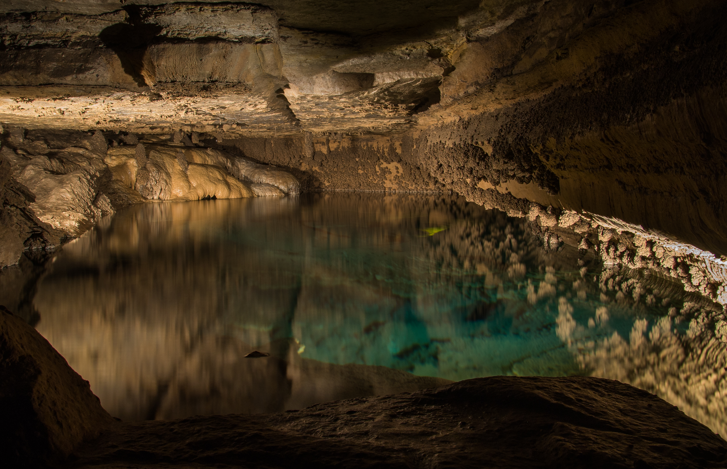 underground pond lit